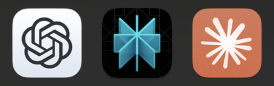 Three LLM apps I frequently use on my dock.